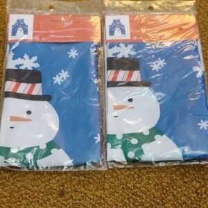 Holiday Time Snowman Apron - Festive Blue and White